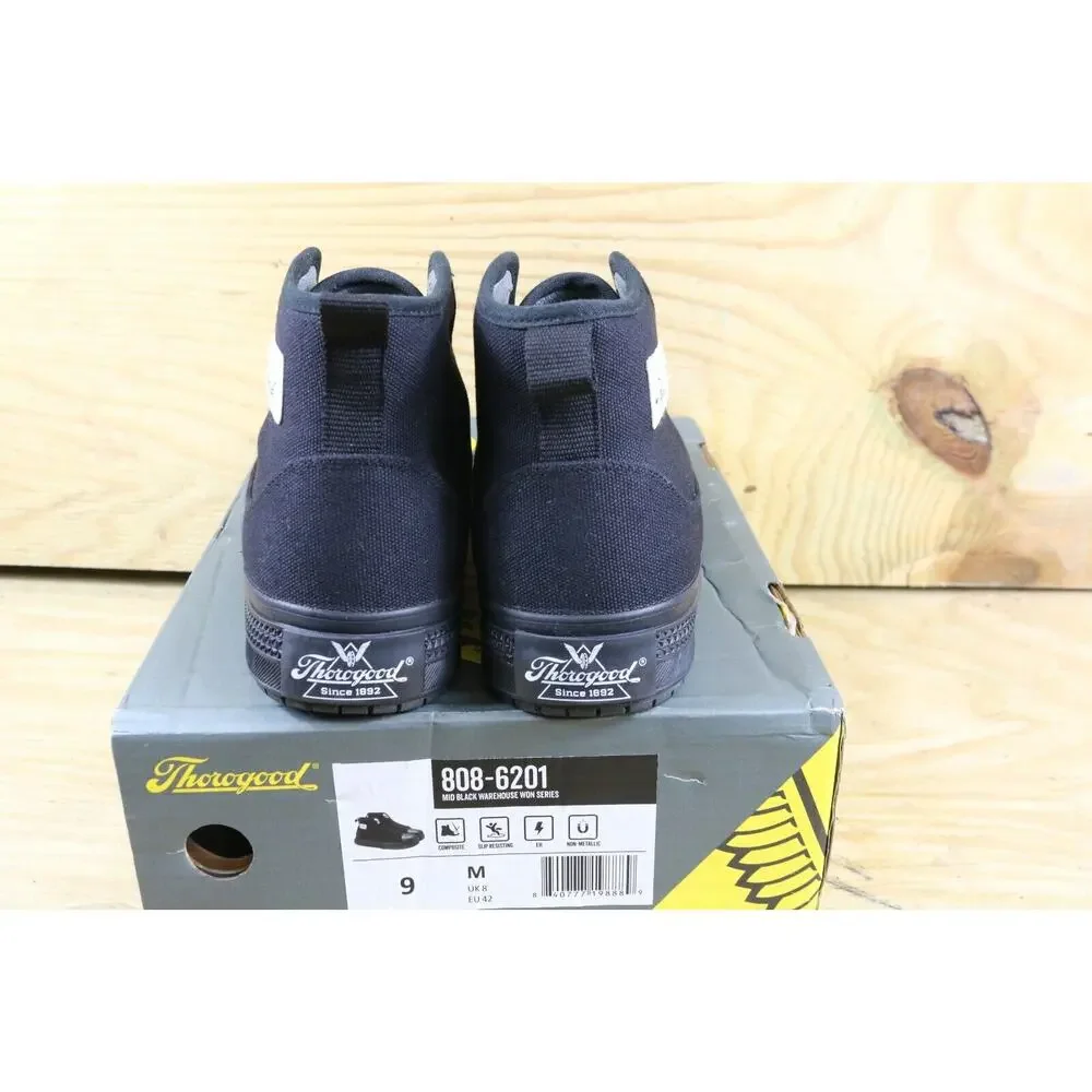 New Thorogood Mens 9M Black Warehouse Won Series Mid Composite Toe Work Boots